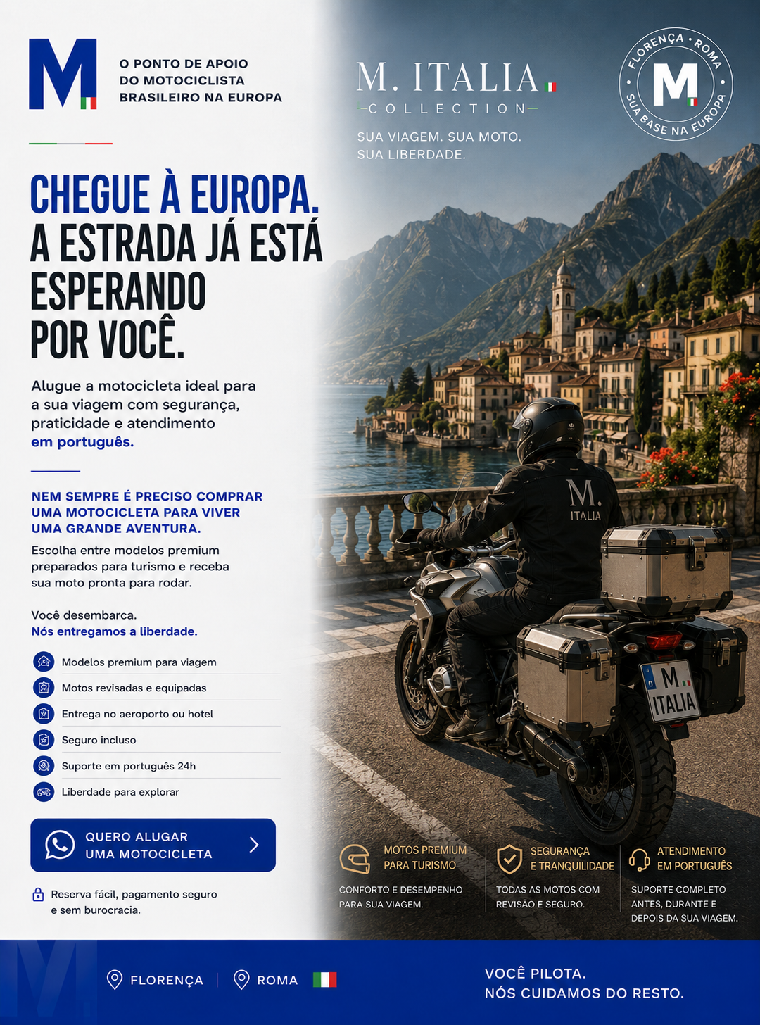 BMW R 1300 GS em vila toscana ao pôr do sol